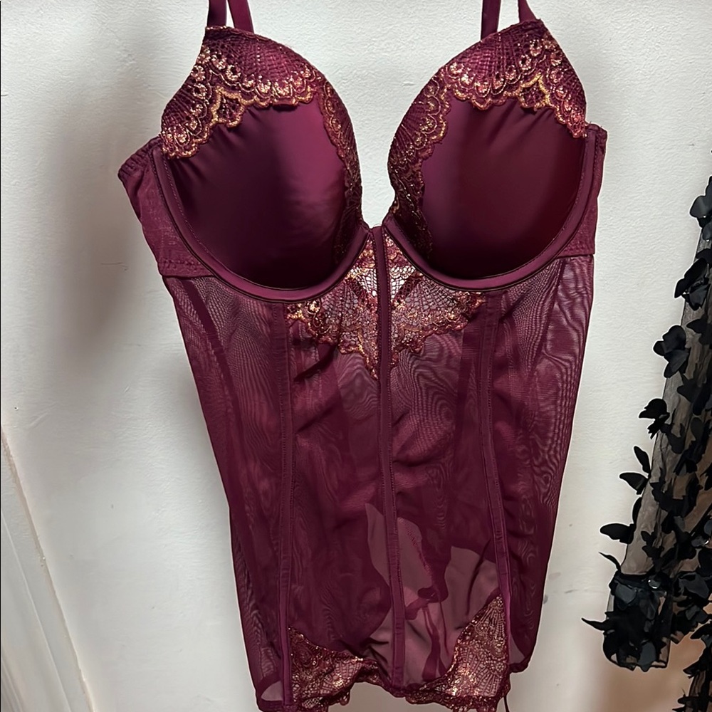 La SENZA Red Chemise with Lace Trim and Adjustable Straps